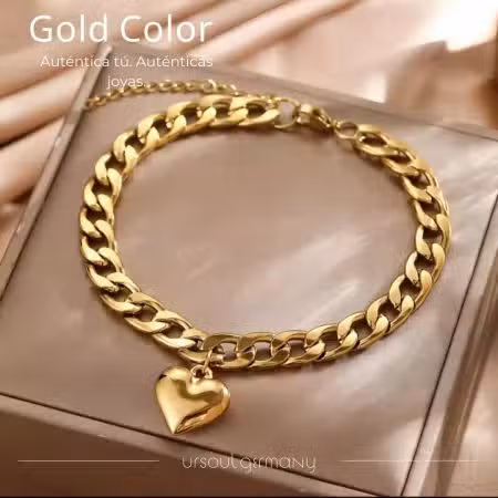 Tobillera Gold Color con dije corazón para dama Ursoul Germany
