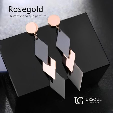 Aretes Rosegold Color geométricos para dama Ursoul Germany