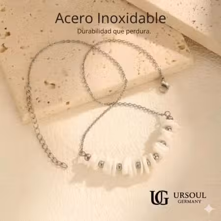 Collar para dama Silver Plated con detalles en concha de Ursoul Germany
