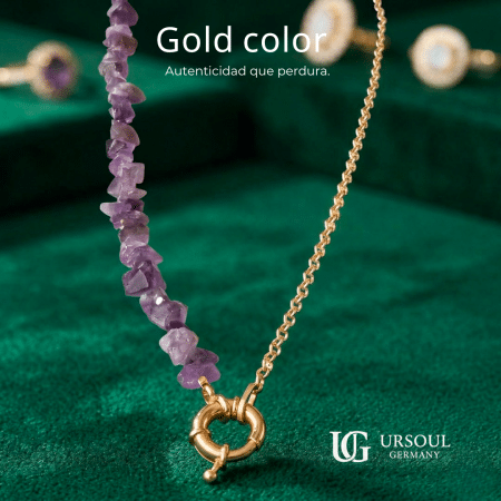 Cadena para dama Gold Color con detalles en tono lila de Ursoul Germany