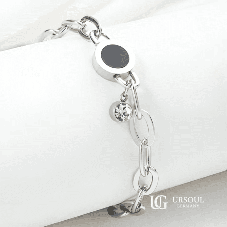 Pulsera para dama Silver Plated colección Tiempo de Dios con detalle negro de Ursoul Germany