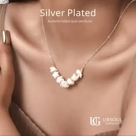 Collar para dama Silver Plated con detalles en concha de Ursoul Germany