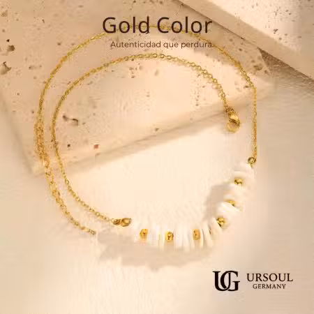 Collar dorado mujer dijes conchas de mar Gold Color, gargantilla náutica oro Guatemala