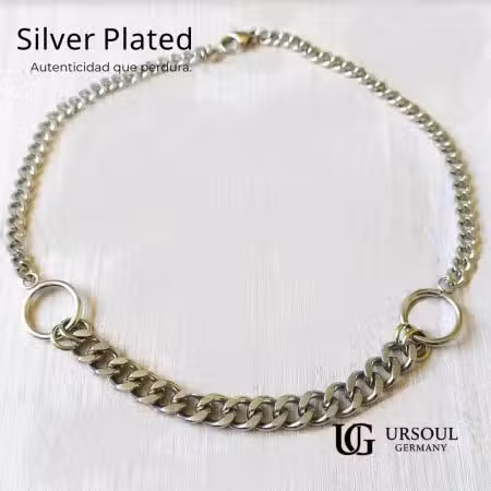 Gargantilla para dama Silver Plated de eslabones con aros de Ursoul Germany