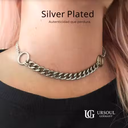 Gargantilla para dama Silver Plated de eslabones con aros de Ursoul Germany