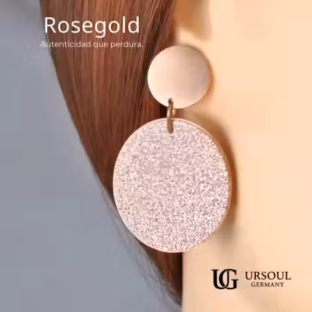 Aretes para dama Rosegold Color con discos texturizados de Ursoul Germany