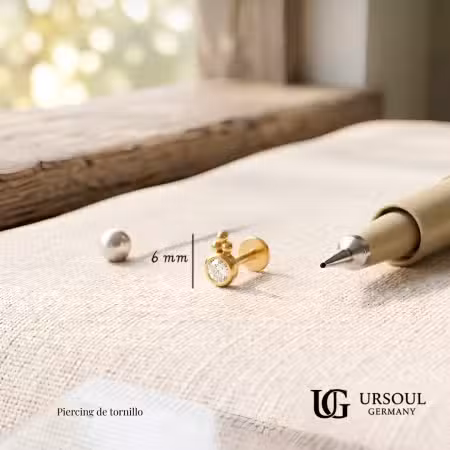 Piercing de tornillo con cristal dorado y esferas, arete individual cartílago Guatemala