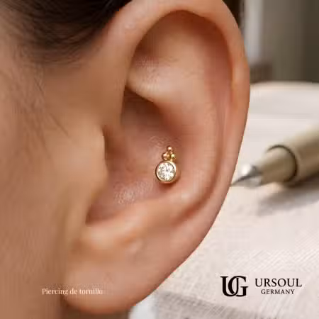 Arete de tornillo individual con brillante para mujer dorado hipoalergénico, envío gratis Guatemala