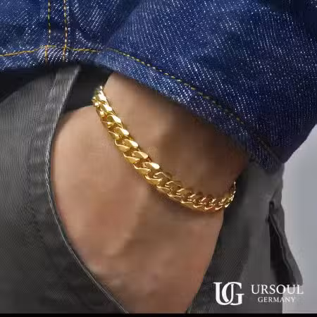 Esclava cubana facetada dorada para caballero, Gold Color de Ursoul Germany. Diseño robusto y masculino con tono dorado de calidad. Envío gratis en Guatemala.